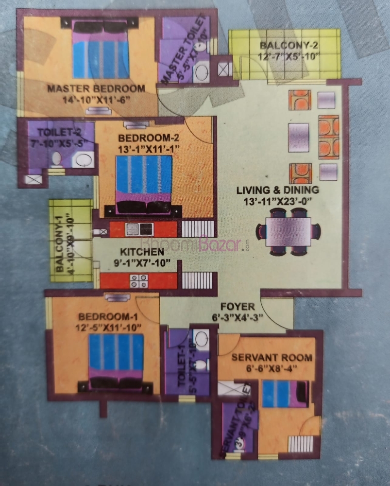 Vatika Gurgaon-21 3 BHK+SR 1981 Sq.ft for Sale